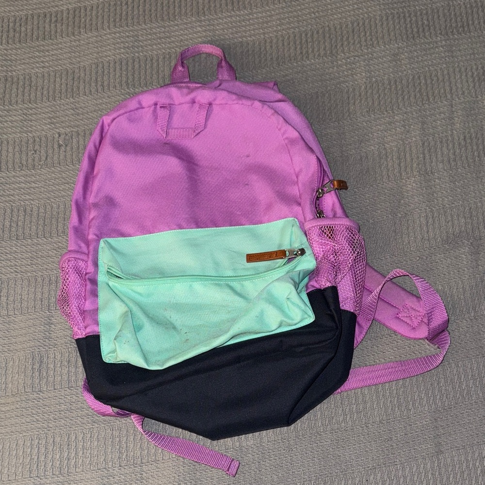 Used Old Navy Three Tone Backpack - Magenta, Mint, and Navy